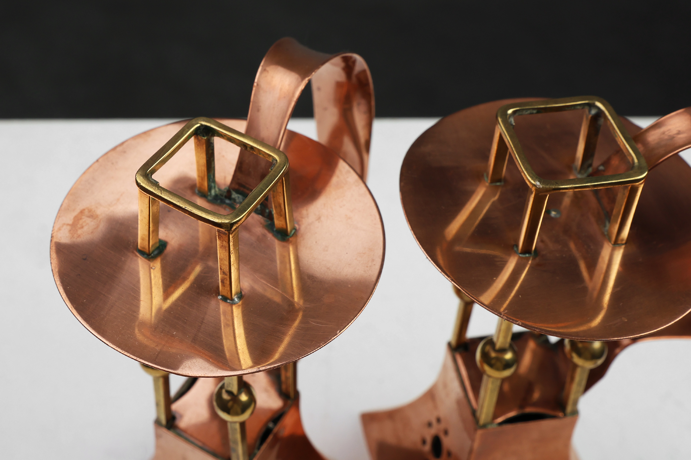 Pair of copper Table Candlesticks by Carl Deffner, Germany ca 1910thumbnail